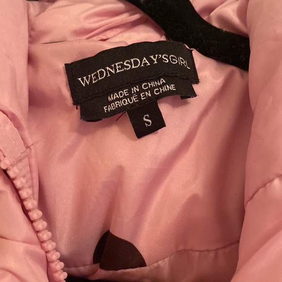 Wednesday’s Girl Pink Heart Mid-Length Puffer Jacket Size S - Picture 6 of 8